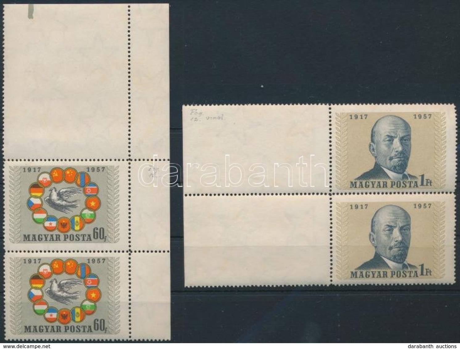 ** 1957 NOSZF Sor Párokban Extra Nagy ívszélekkel / Mi 1503-1504 Pairs With Large Margins - Altri & Non Classificati