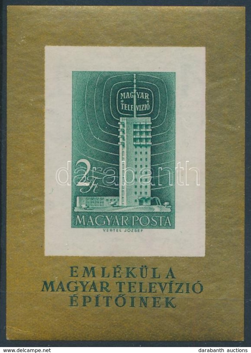 ** 1958 Televízió Vágott Blokk Szép Arany Kerettel / Mi Block 26 Imperforate - Other & Unclassified