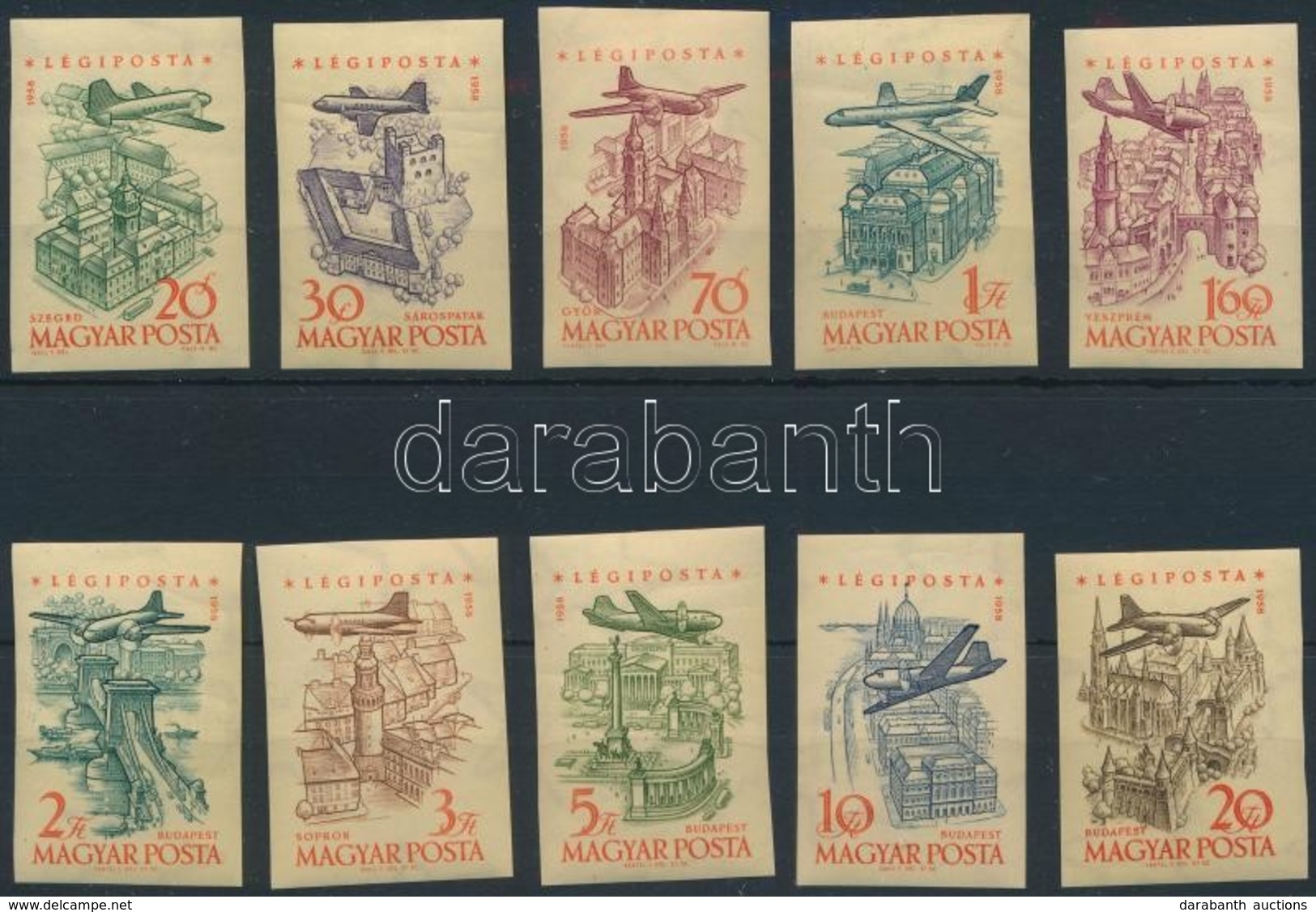 ** 1958 Repül? (VI.) Vágott Sor (12.000) / Mi 1561-1570 Imperforate Set - Other & Unclassified