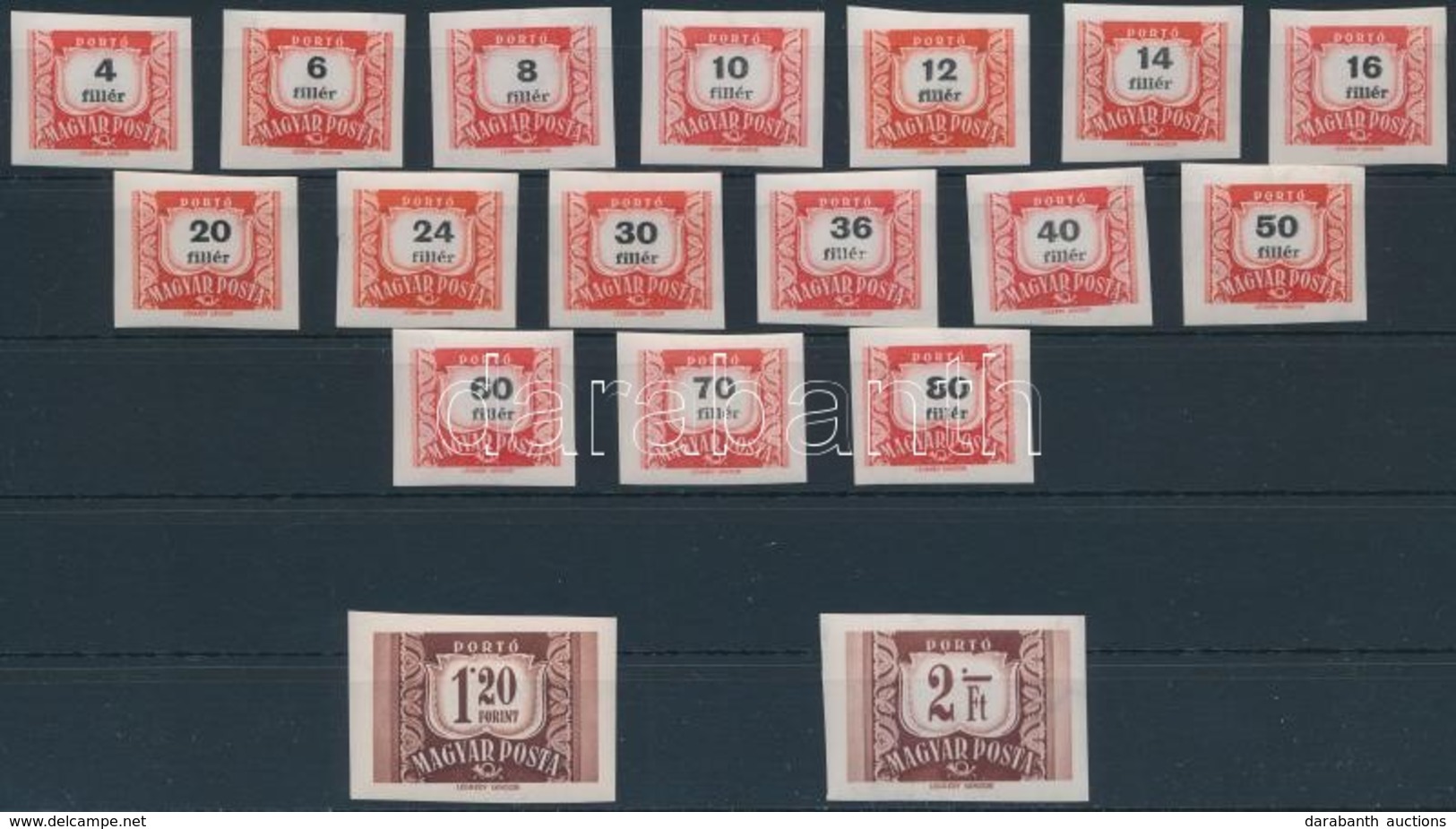 ** 1958 Portó Vágott Sor / Postage Due Mi 222-239 Imperforete Set - Altri & Non Classificati