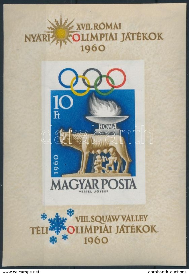 ** 1960 Olimpia (I.) Vágott Blokk (10.000) / Mi Block 30 Imperforate - Other & Unclassified