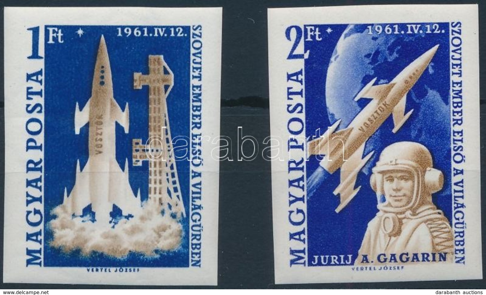 ** 1961 Az Els? Ember A Világ?rben - Gagarin Vágott Sor (12.000) / Mi 1753-1754 Imperforate Set - Other & Unclassified