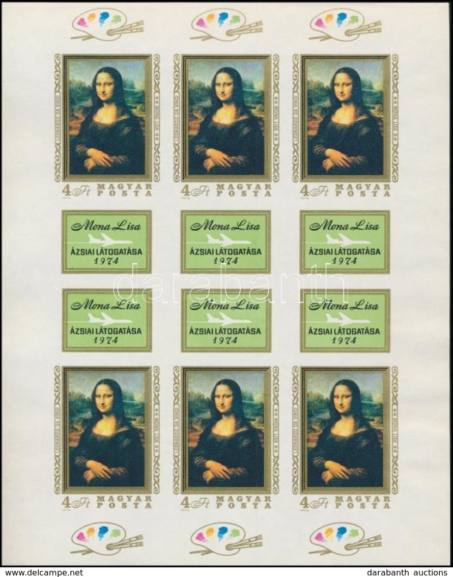 ** 1974 Mona Lisa Vágott Kisív (30.000) / Mi 2940 Imperforate Mini Sheet - Other & Unclassified