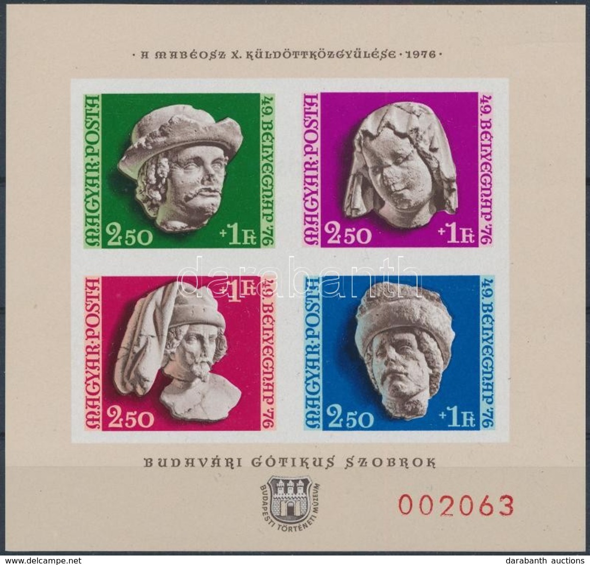 ** 1976 Bélyegnap (49.) Ajándék Vágott Blokk Piros Sorszámmal (17.000) / Mi Bl 118 Imperforate Block, Present Of The Pos - Other & Unclassified