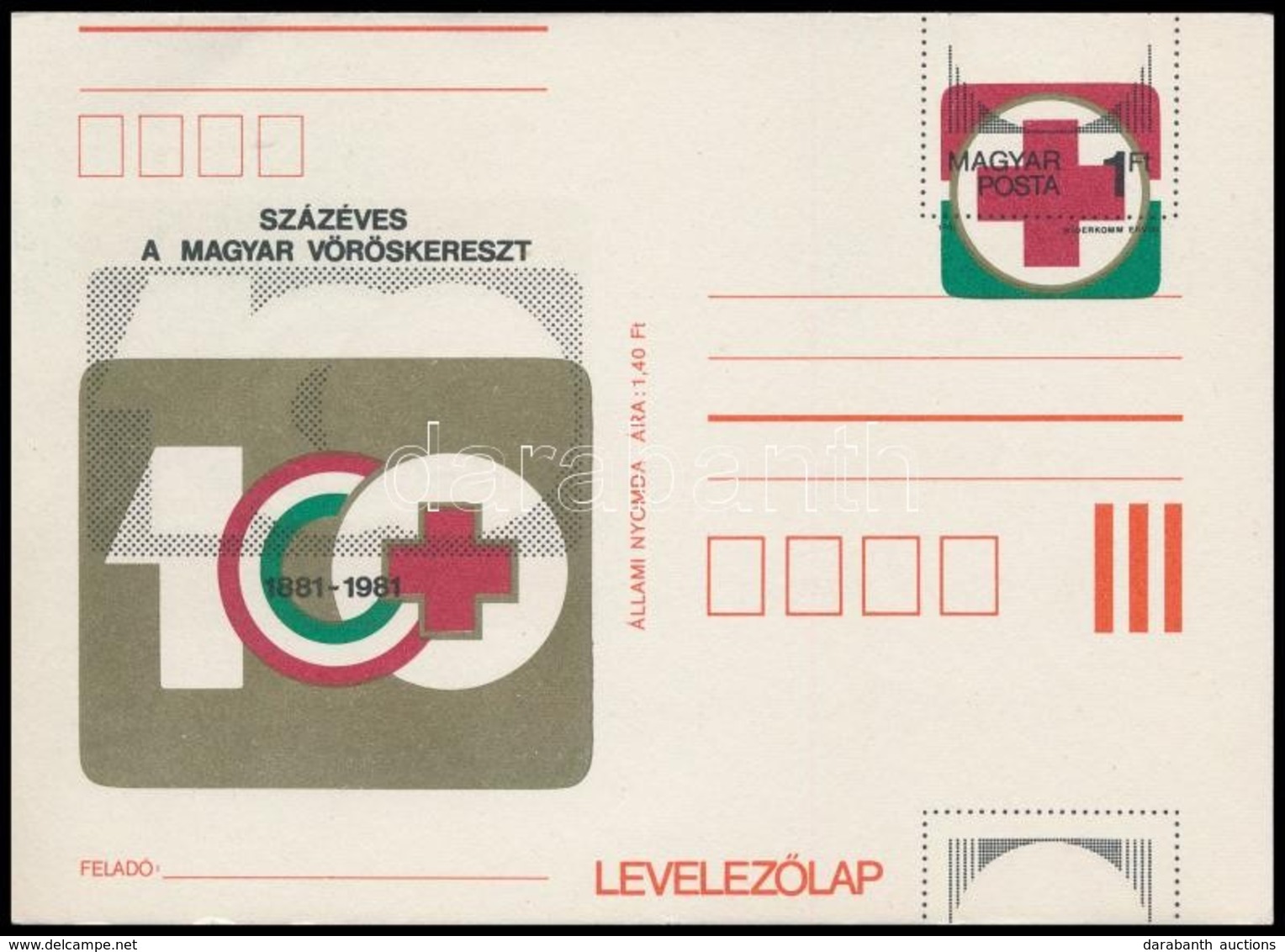 1981 Vöröskereszt Díjjegyes Levelez?lap Látványos Színelcsúszásokkal / Red Cross PS-card With Shifted Colour Print - Altri & Non Classificati