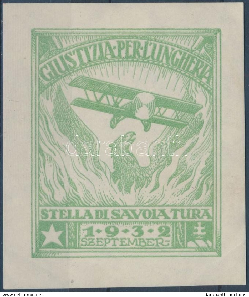 * 1932/7a Stella Di Savoia Túrarepülés Emlékblokk, Hátoldalán A Magyar Aero Szövetség Bélyegzése (15.000) / Souvenir Blo - Other & Unclassified