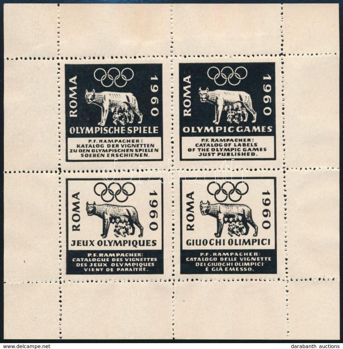 ** 1960 Római Olimpia Emlékív / Souvenir Sheet - Other & Unclassified