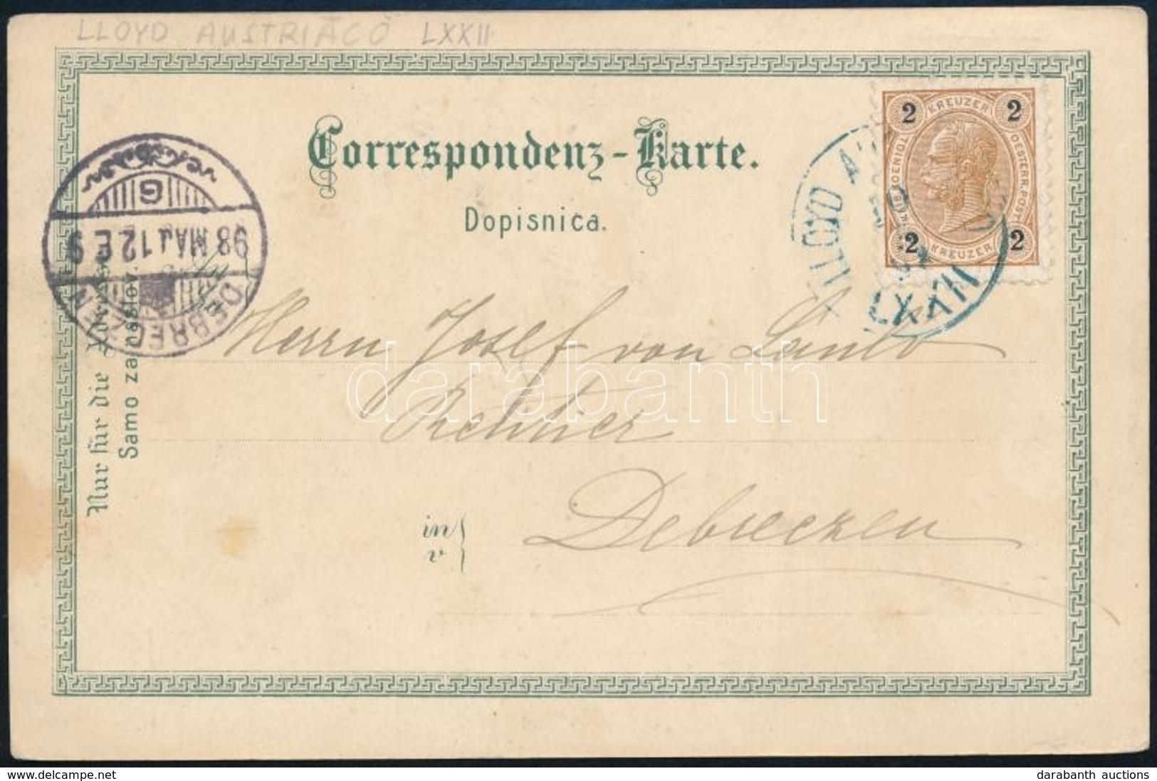 1898 Képeslap / Postcard 'LLOYD AUSTRIACO LXXII' - Andere & Zonder Classificatie