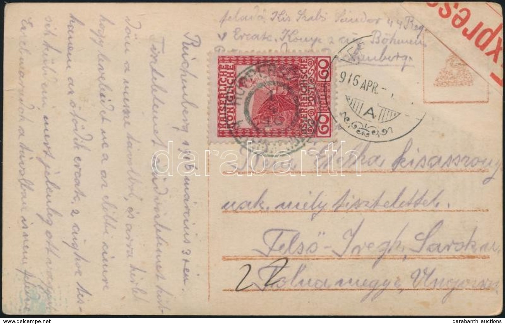 1916 Expressz Képeslap Magyarországra / Express Postcard To Hungary - Other & Unclassified