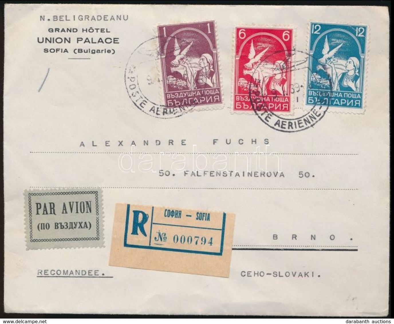 1939 Ajánlott Légi Levél Csehszlovákiába Küldve / Registered Airmail Cover To Czechoslovakia - Altri & Non Classificati