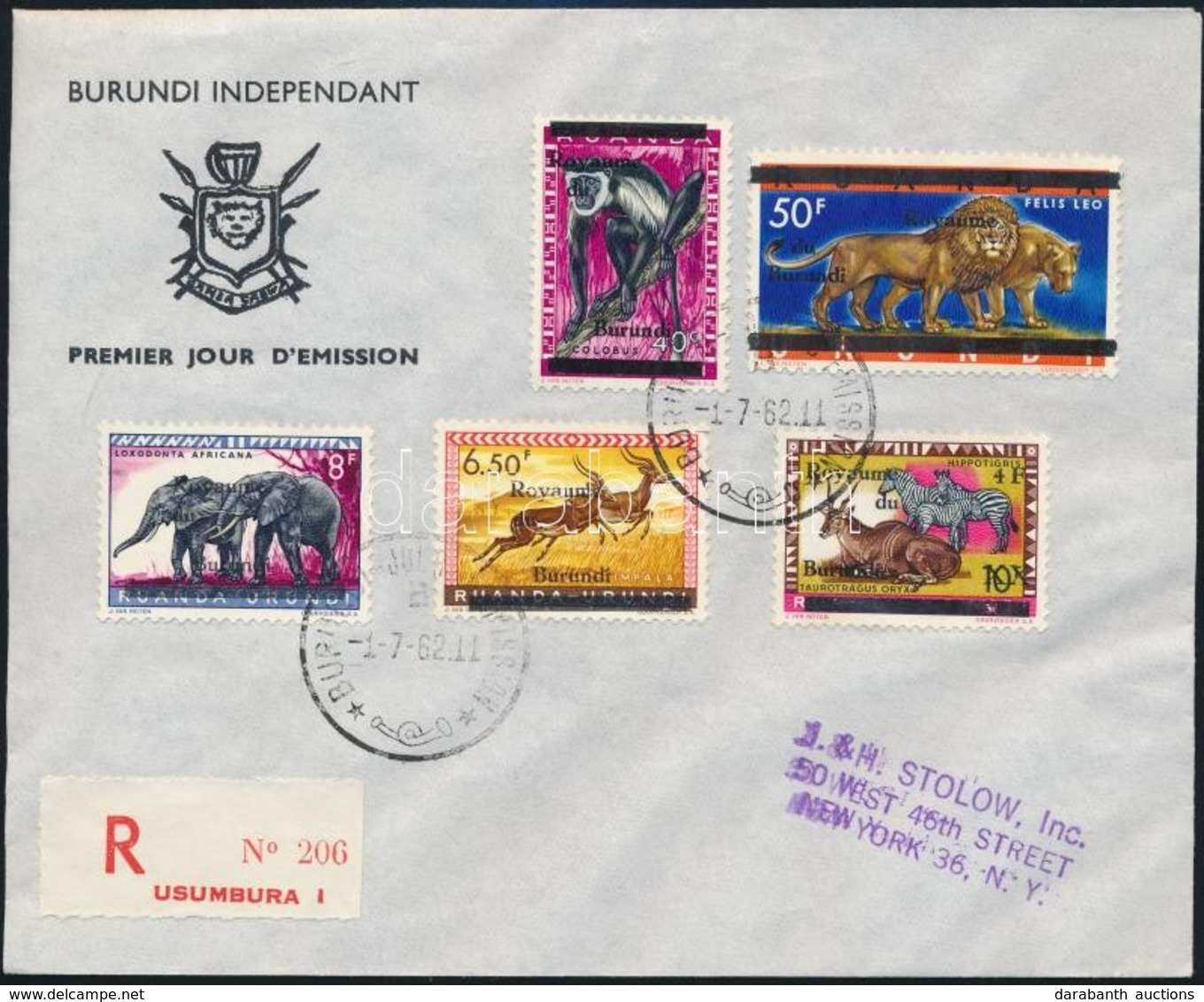 1962 3 Különféle Ajánlott FDC állat Motívum Bélyegekkel és Változatokkal New Yorkba / 3 Different FDC-s With Animal Stam - Altri & Non Classificati