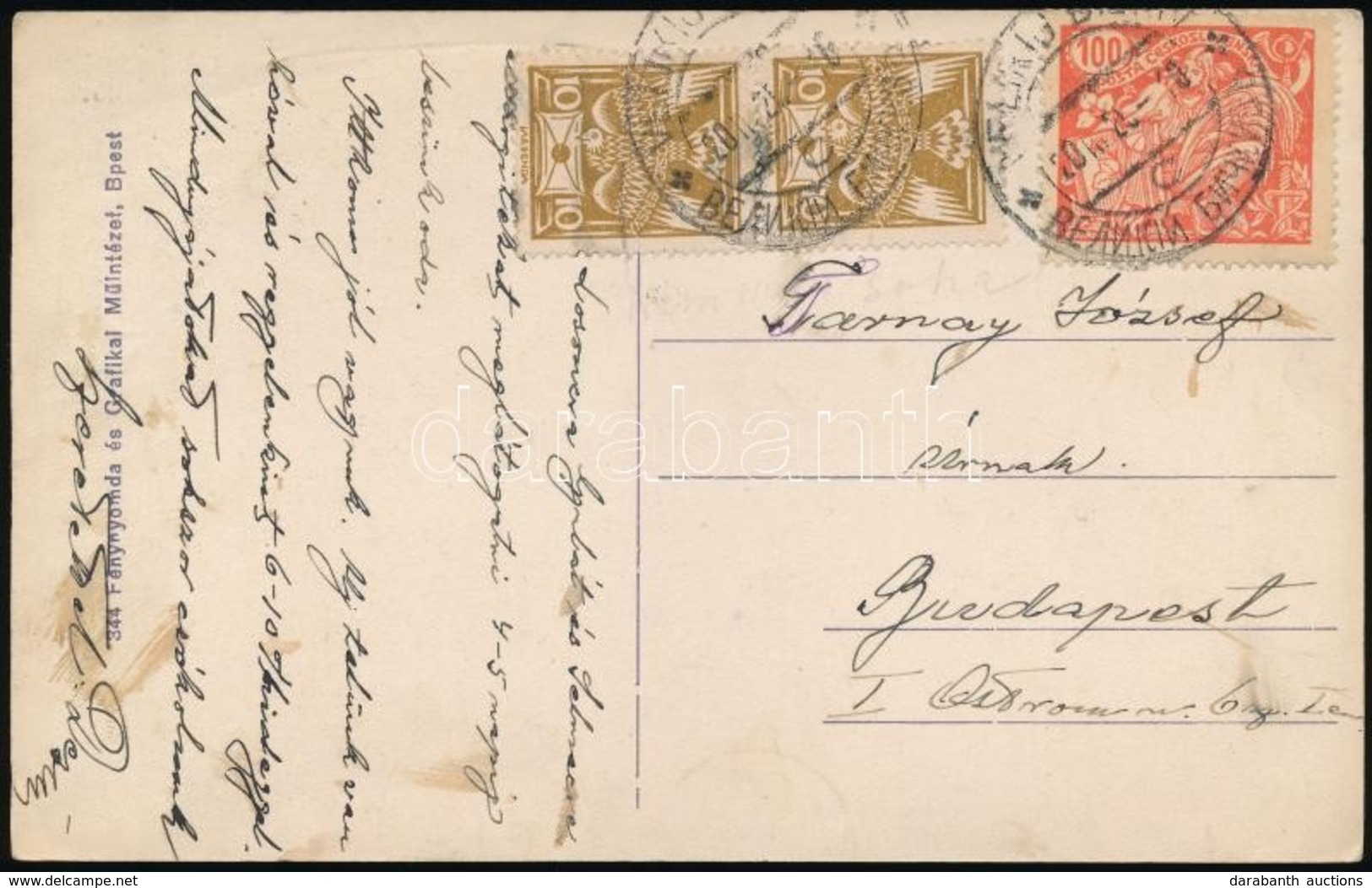 1925 Gyertyánliget Képeslap Kétnyelv? Bélyegzéssel Budapestre / Postcard With Bilingnal Concellation - Altri & Non Classificati