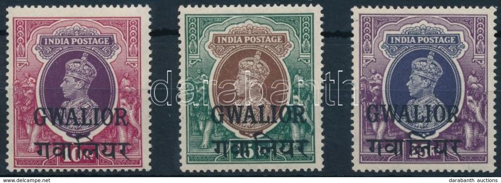 ** Gwalior 1938 VI. György Sor 3 Záróértéke Mi 99-101 - Altri & Non Classificati