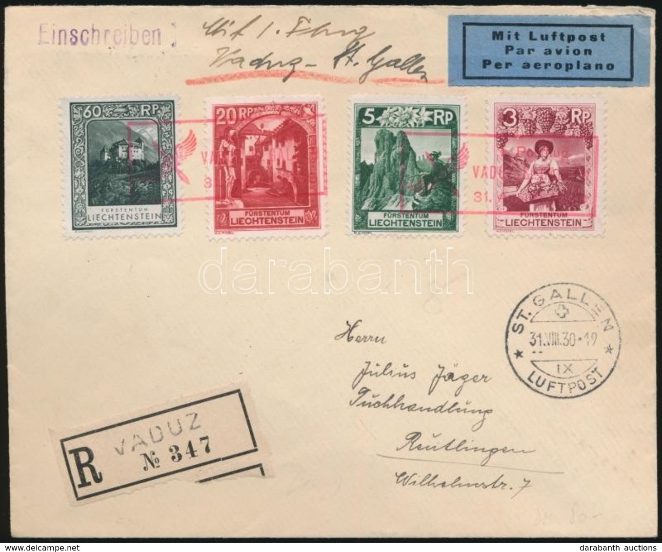 1930 Ajánlott Légi Levél Németországba / Registered Airmail Cover To Germany - Altri & Non Classificati