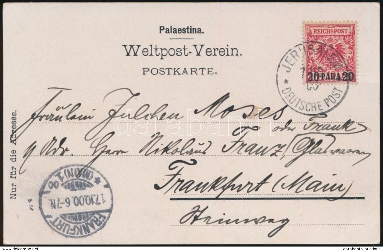 1900 Képeslap Jeruzsálemb?l Frankfurtba / Postcard From Jerusalem To Frankfurt - Altri & Non Classificati
