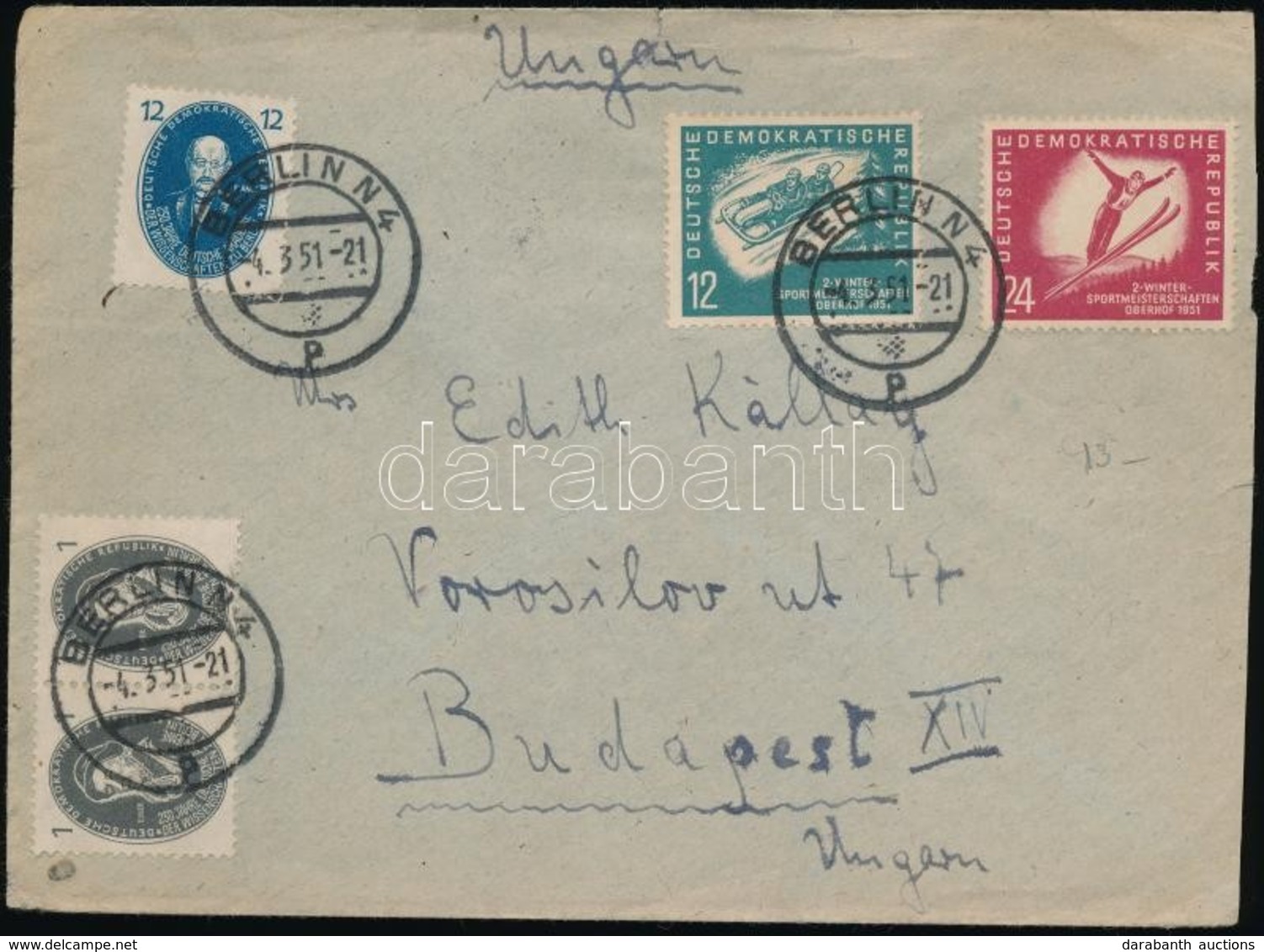 1951 Téli Sport Bélyegek Levélen / Wintersport Stamp On Cover To Bucarest - Altri & Non Classificati