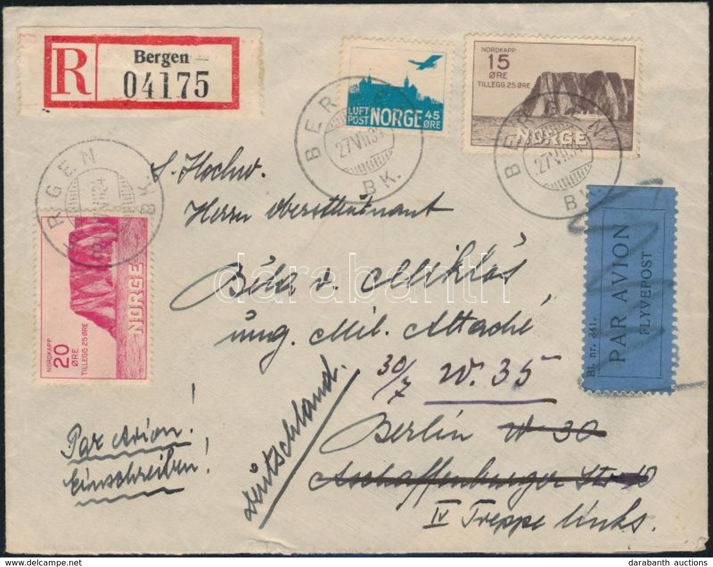 1934 Ajánlott Légi Levél Berlinbe / Registered Airmail Cover To Berlin - Other & Unclassified