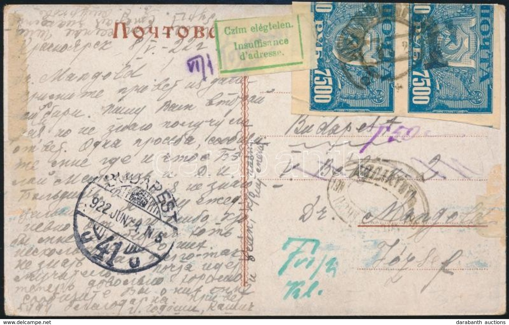 1922 Képeslap Budapestre / Postcard To Hungary - Altri & Non Classificati