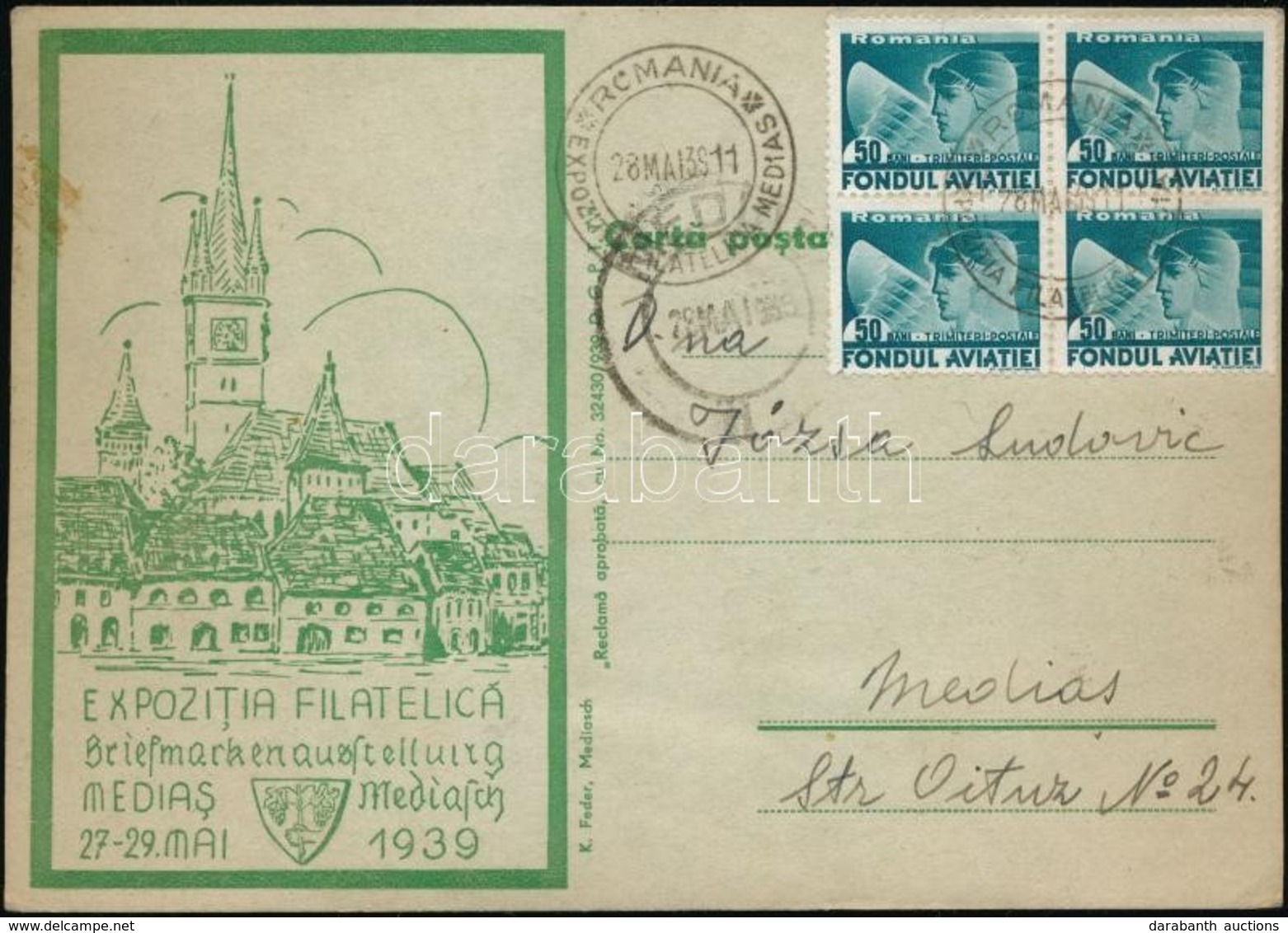 1939 Levelez?lap A Meggyesi Bélyegkiállításról / Postcard From Stamp Exporition Medias - Altri & Non Classificati