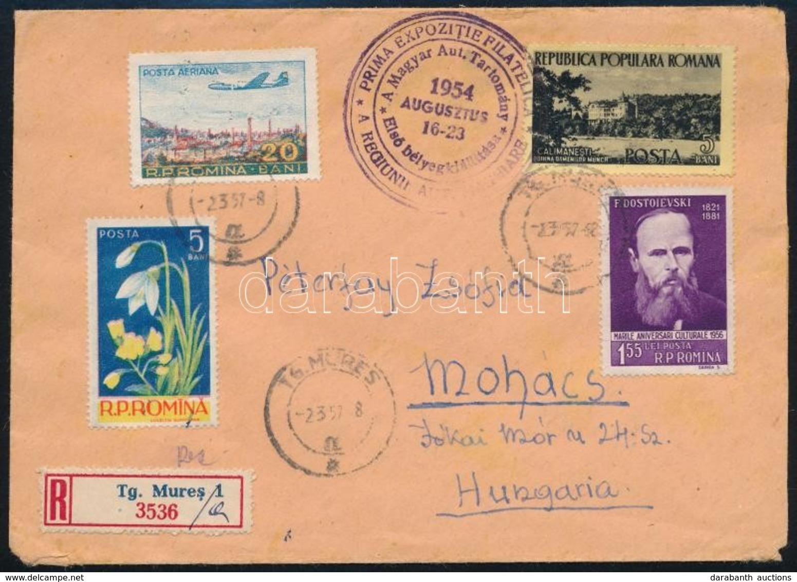 1957 Ajánlott Levél Mohácsra, A Magyar Aut. Tartomány Bélyegzésével / Registered Cover To Hungary - Andere & Zonder Classificatie