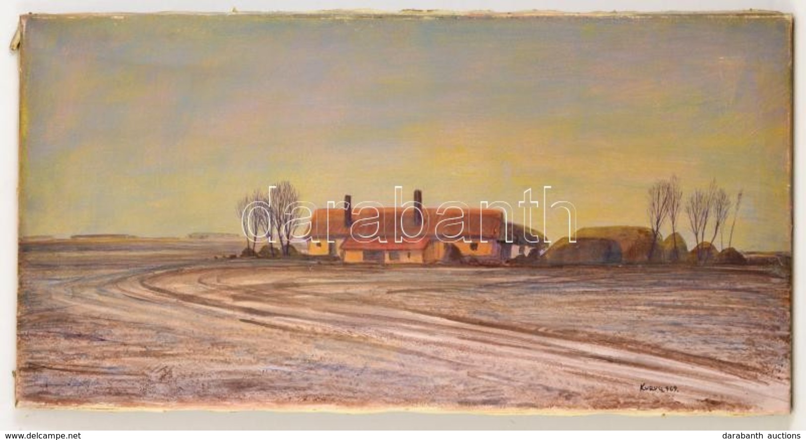 Kurucz D. István (1914-1996): Koratavasz 1949. Olaj, Vászon, Jelzett, 40×80 Cm - Altri & Non Classificati