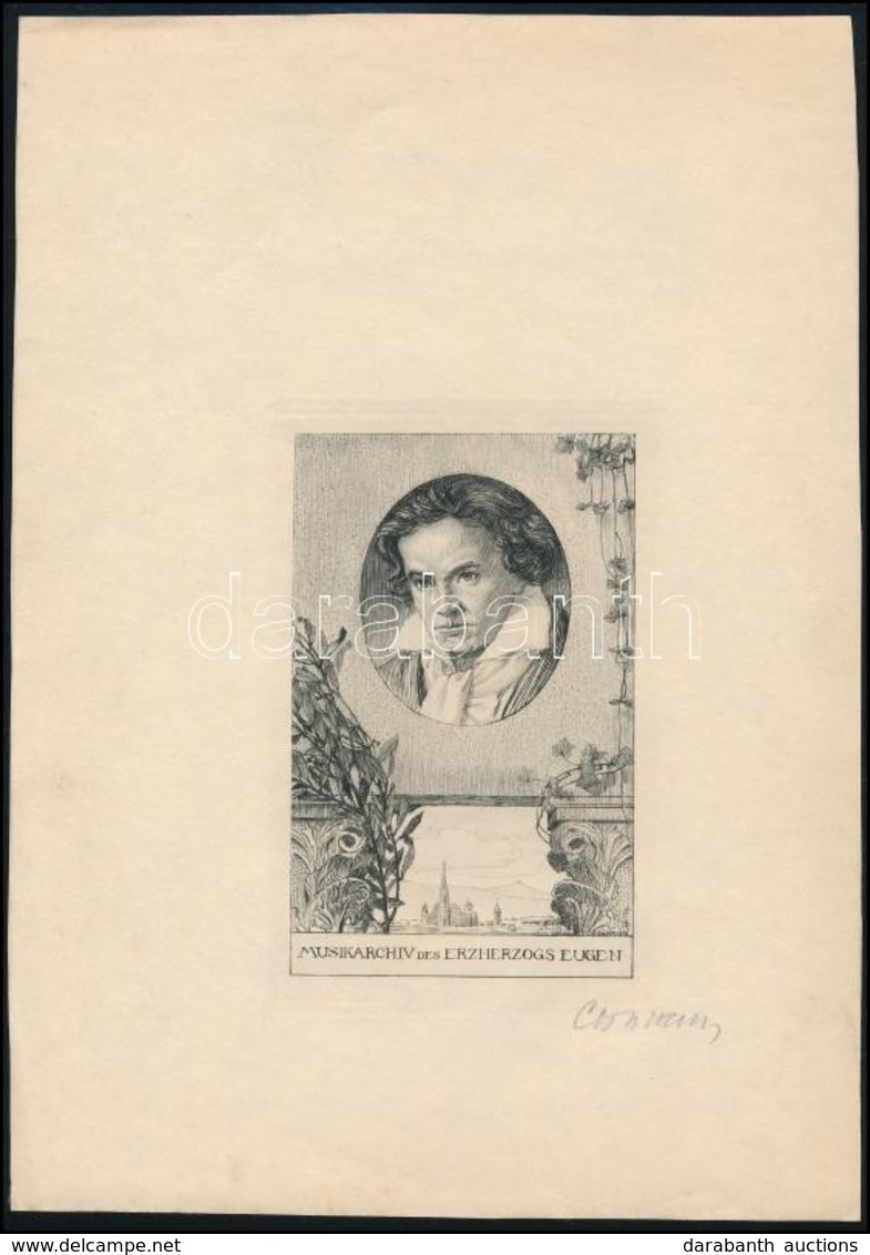 Alfred Cossmann (1870-1951): Ex Libris Erzherzogs Eugen. Klisé, Papír, Jelzett, 10×7 Cm - Other & Unclassified