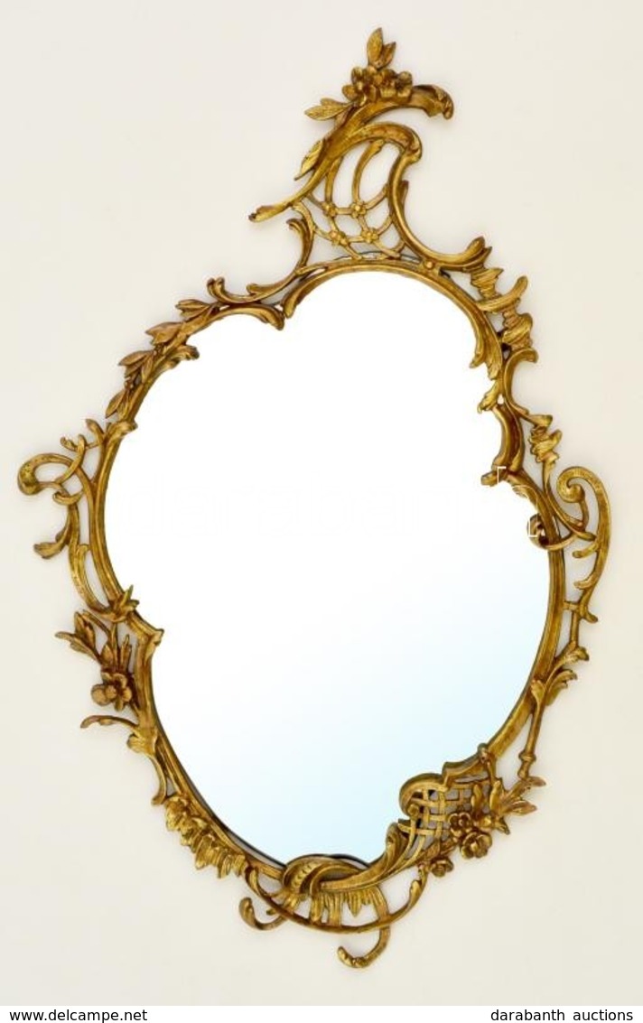 Metszett Tükör, Barokkos Réz Keretben. / Cut Mirror In Copper Frame. 50x35 Cm - Altri & Non Classificati
