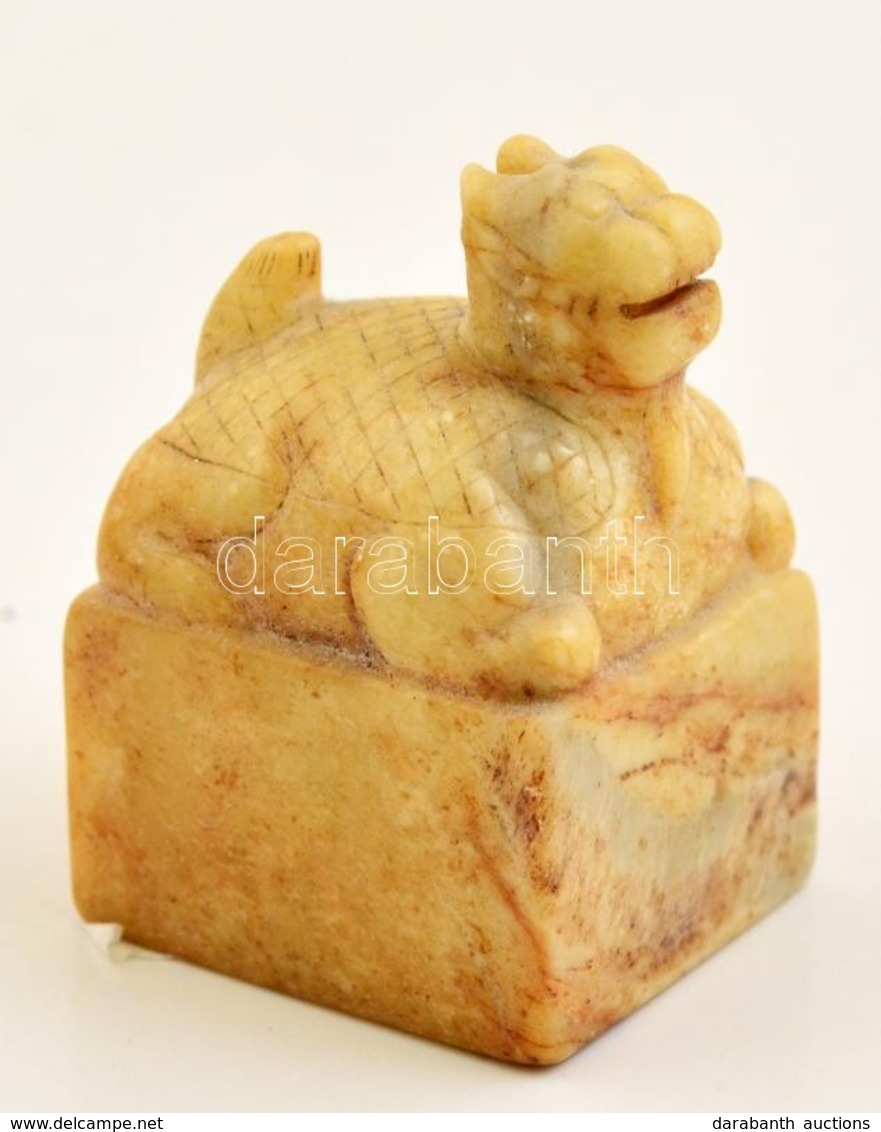 Kínai Pecsétnyomó. Tekn?st ábrázoló Faragott K? / Chinese Seal Maker Turtle  4x6,5 Cm - Altri & Non Classificati
