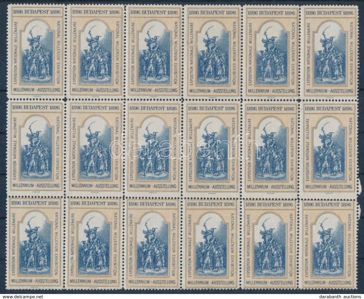 1896 Milleniumi Levélzáró 18-as Tömbben / Millenium Poster Stamp Set Of 18 - Non Classificati