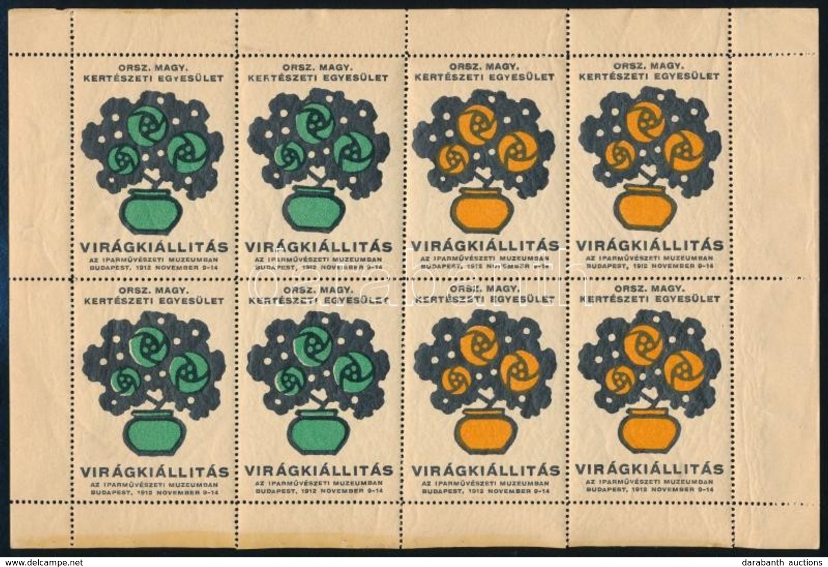 1912 Országos Magyar Kertészeti Egyesület Virágkiállítás Levélzáró Kisív - Zonder Classificatie