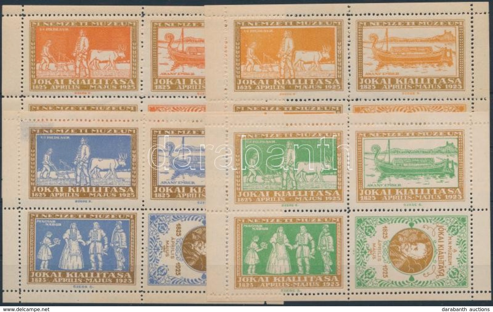 1925 A Nemzeti Múzeum Jókai Kiállítása 4 Klf Levélzáró Négyestömb / 4 Different Label In Blocks Of 4 - Unclassified