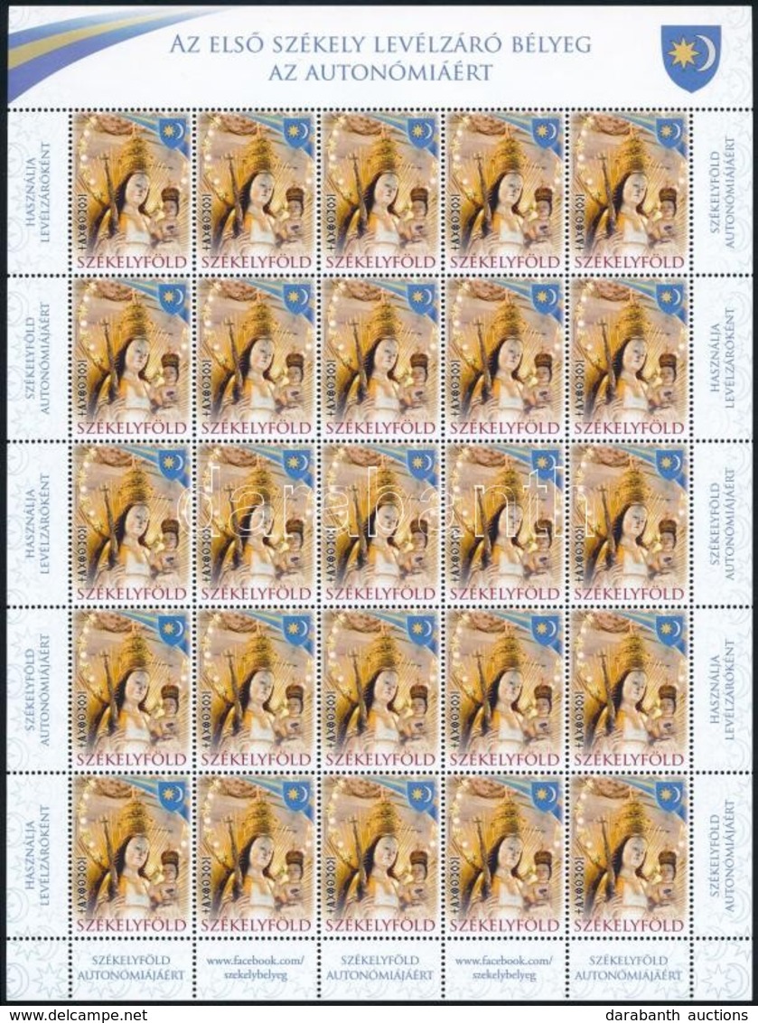 2016 Székely Autonómia Levélzáró Bélyeg Teljes ív / Sekler Autonomy Poster Stamp In Complete Sheet - Unclassified