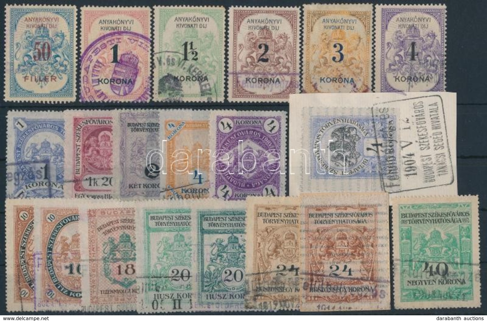 1898-1904 20 Db Okmánybélyeg (kb 155.000) / 20 Budapest Municipality Document Stamps - Unclassified