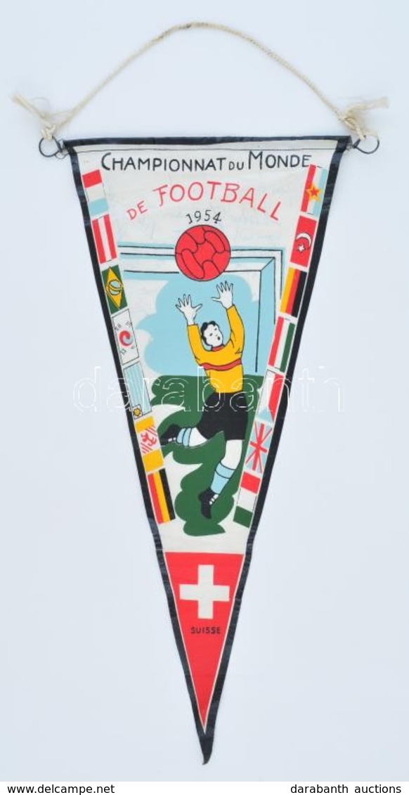 1954 A Svájci Labdarúgó Világbajnokság Zászlója, Rajta Az Olasz Válogatott Focisták Aláírásával  	Guido Vincenzi, Giovan - Other & Unclassified