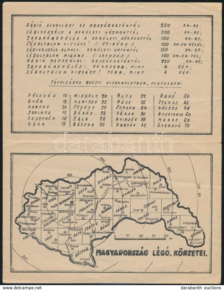 Cca 1930 Magyarország Légó Körzetei Térképpel - Altri & Non Classificati