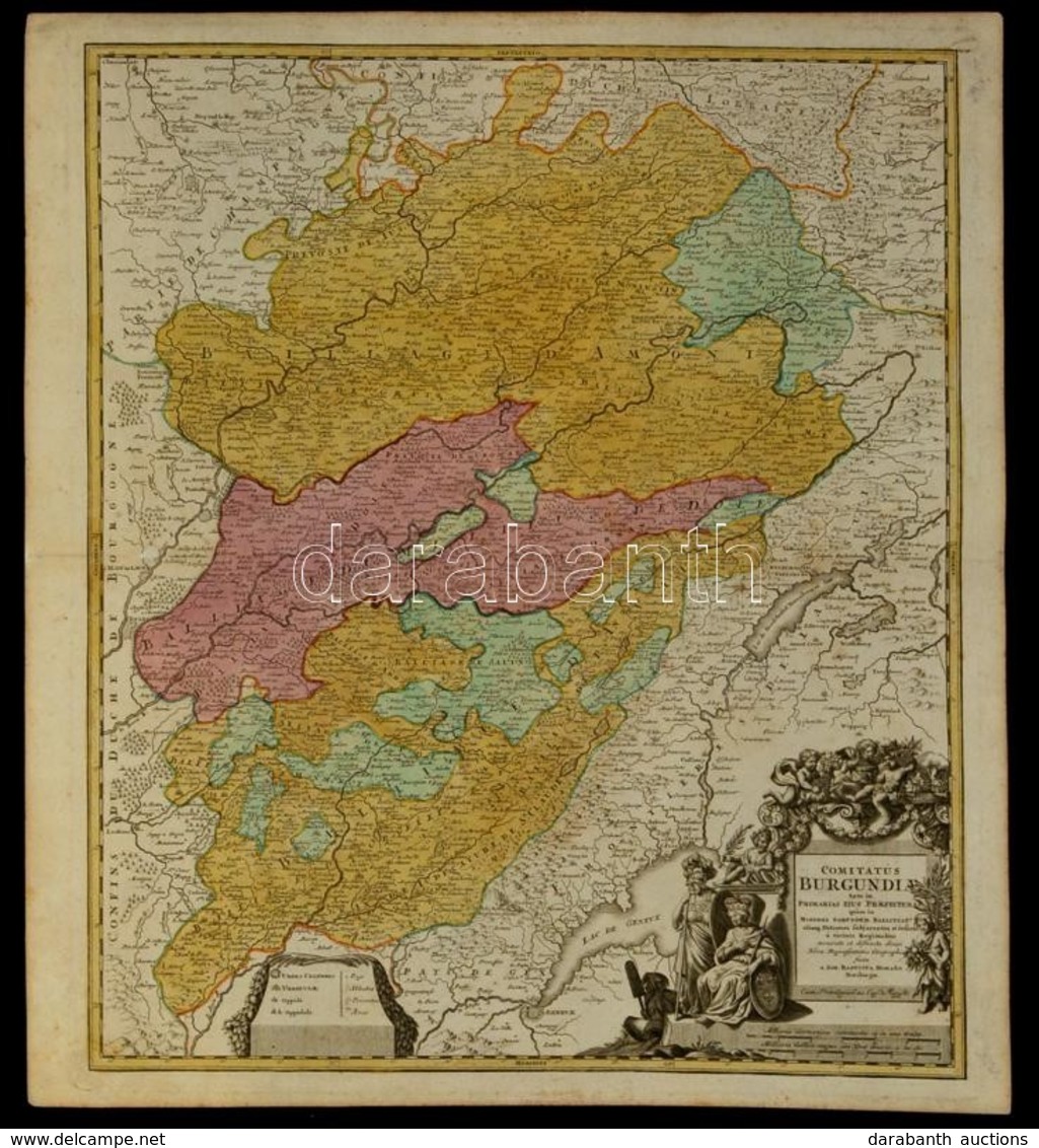 1720 Burgundia Térképe. Johann Baptist Homann:
Comitatus Burgundiae Tam In Primarias Ejus Praefecturas, Quam In Minores  - Other & Unclassified