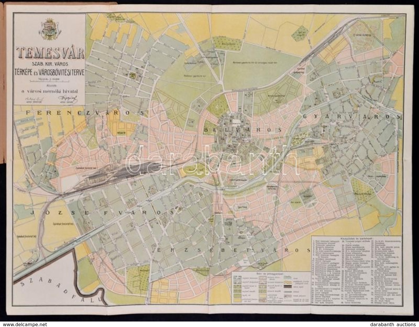 1913 Temesvár Szab. Kir. Város Térképe és Városb?vítési Terve. 1:10000. Színes, Litografált Térkép. Készítette A Városi  - Other & Unclassified