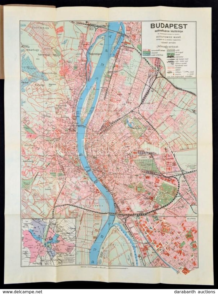 Cca 1920 Budapest Székesf?város Kézi Térképe. Az Alaptérképet Tervezte és Rajzolta: Kogutowicz Manó. Átdolgozta és új Ad - Other & Unclassified