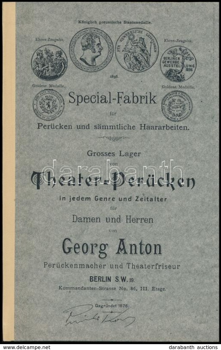 1876 Színházi Parókák Képes Katalógusa. Igényesen újrakötve. / 1876 Theater Whig Catalogue With Pictures. Rebound. 64p. - Unclassified