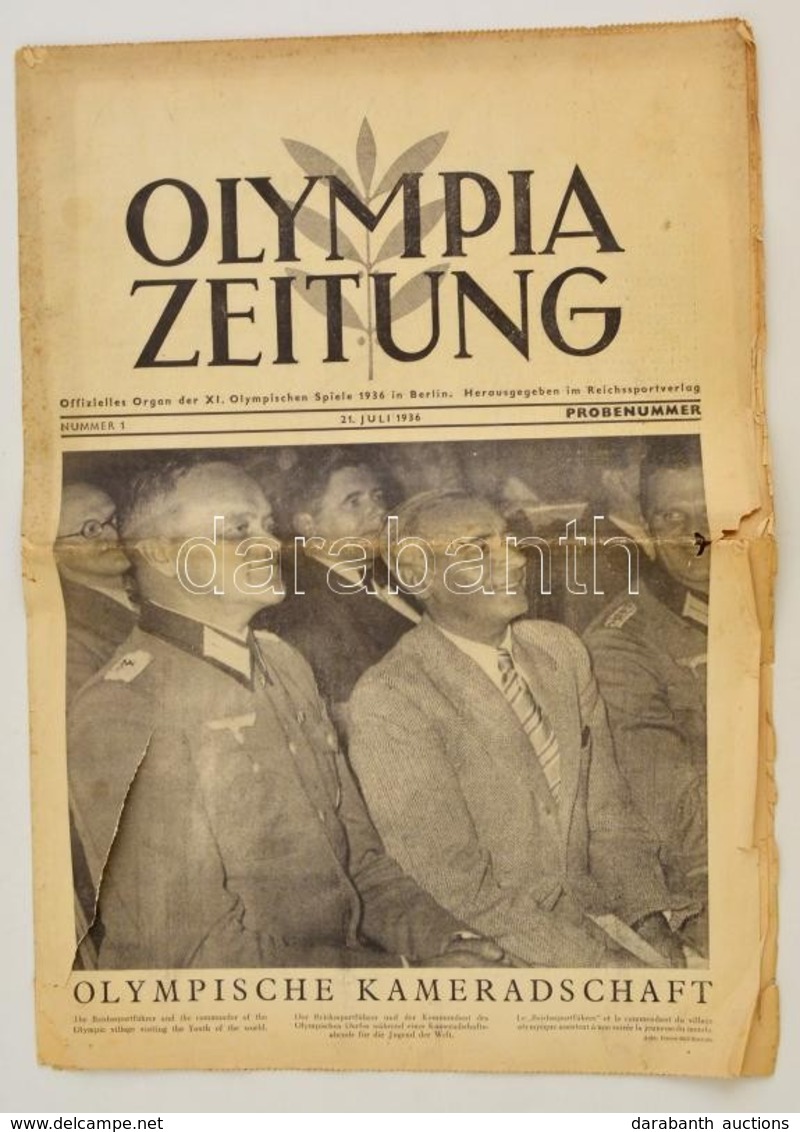 1936 Olympia Zeitung, Probenummer, A Berlini Olimpia újságjának Próbaszáma, Sok Képpel, Szakadásokkal, 12 P / 1936  Tria - Unclassified
