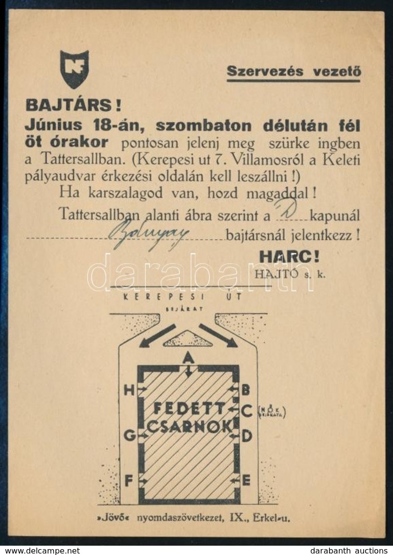 Cca 1940 Nyilas Röplap és Meghívó A Nemzeti Front Találkozójára. - Non Classificati