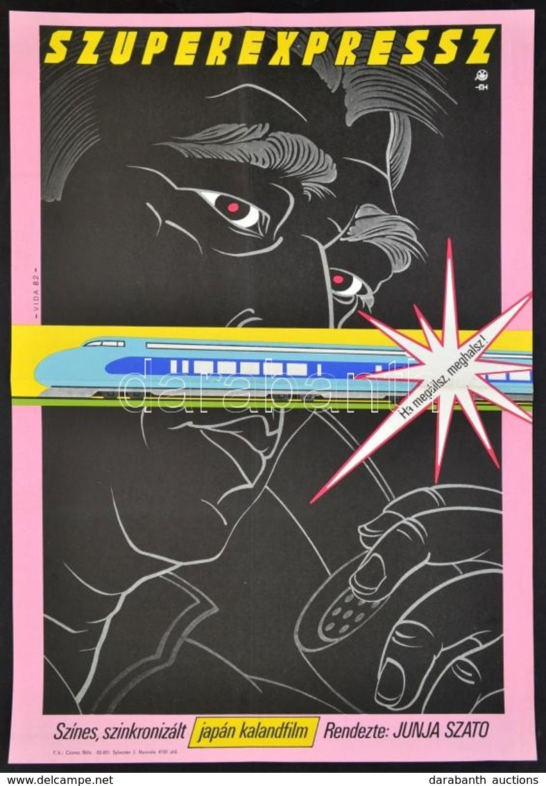 1982 Vida Gy?z? (1951-): Szuperexpressz, Japán Film Plakát, Hajtásnyommal, 55,5x39 Cm - Altri & Non Classificati