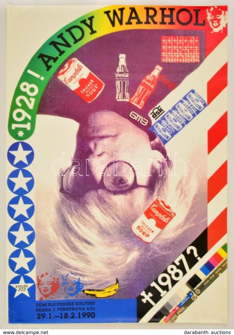 1990 Prága, Andy Warhol Kiállítás Plakát, Ofszet, 89x61,5 Cm / Prague, Andy Warhol Exhibition Poster, Ofset, 89x61,5 Cm - Other & Unclassified