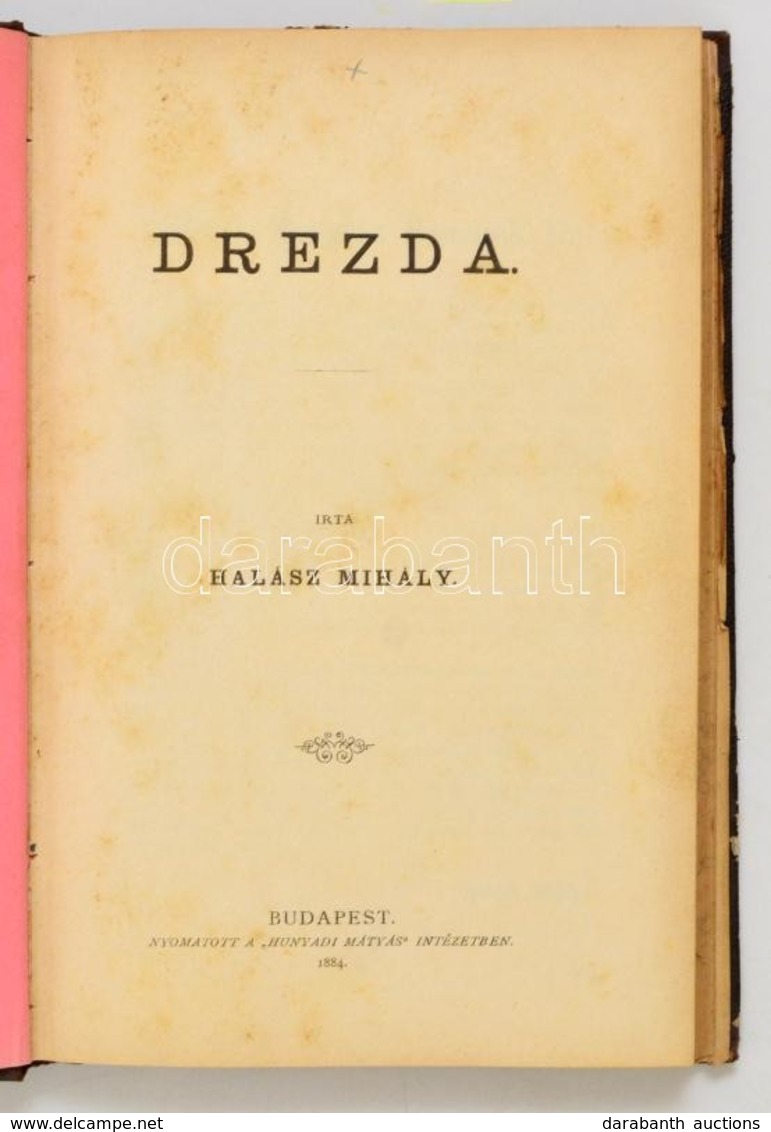 Halász Mihály: Drezda. Bp.,1884, Hunyadi Mátyás-ny., 274 P.+ 1t. Színes, Litografált Térkép Melléklettel. Átkötött Arany - Non Classificati