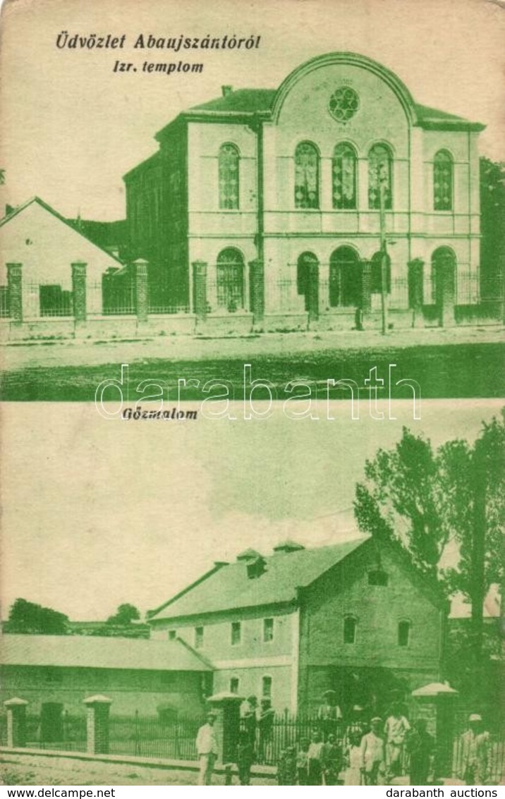 T2/T3 1929 Abaújszántó, Izraelita Templom, Zsinagóga, G?zmalom / Synagogue, Steam Mill (EK) - Non Classificati