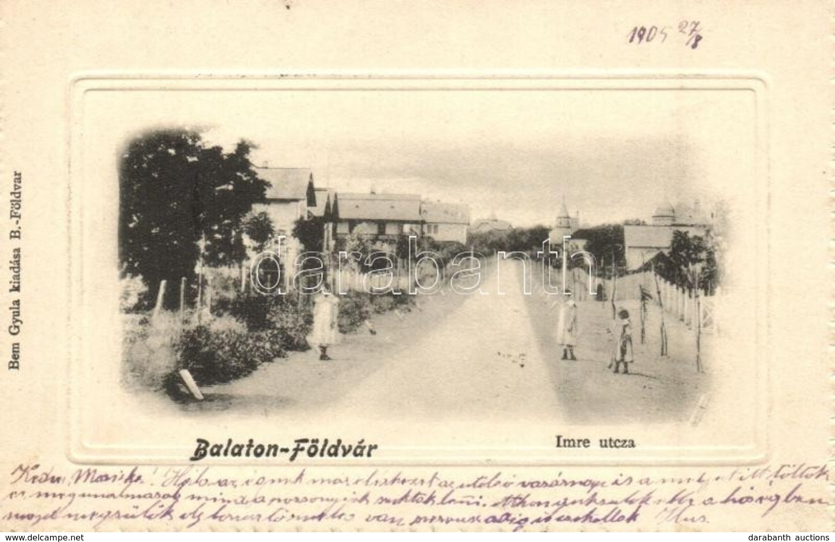 T2/T3 1905 Balatonföldvár, Imre Utca Nyaralókkal. Bem Gyula Kiadása (EK) - Non Classificati