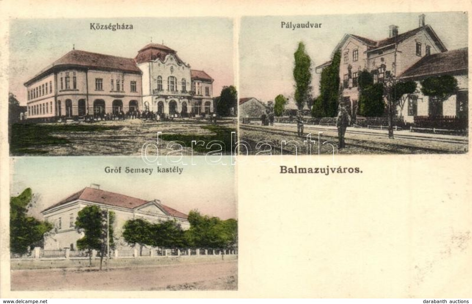 T2 1916 Balmazújváros, Vasútállomás, Községháza, Gróf Semsey Kastély. A. Schwidernoch Kiadása - Non Classificati