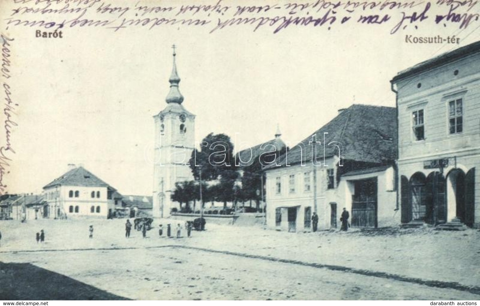 T2 1918 Barót, Baraolt; Kossuth Tér Templommal, üzlet / Square With Church And Shop - Unclassified