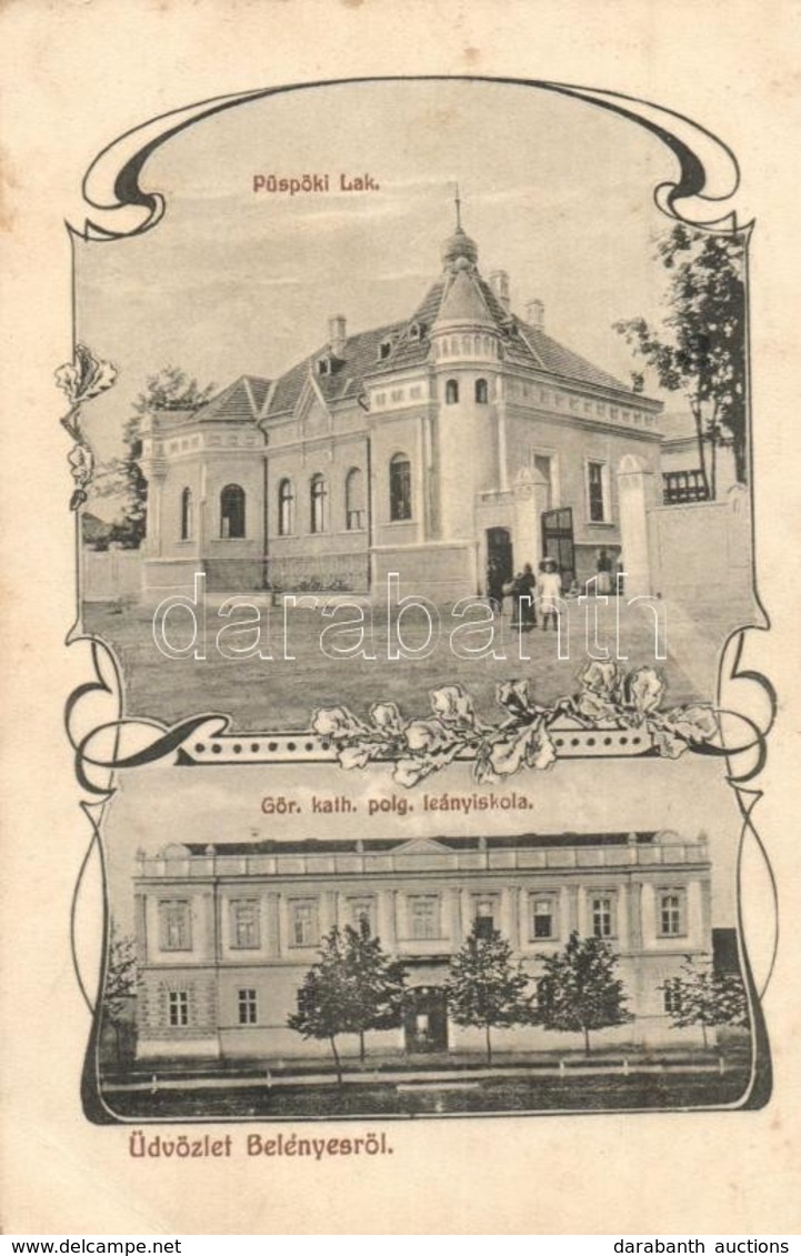 T2/T3 Belényes, Beius; Püspöki Lak, Görög Katolikus Polgári Leányiskola. Kiadja Wagner Villi / Bishop's Villa, Girl Scho - Non Classificati