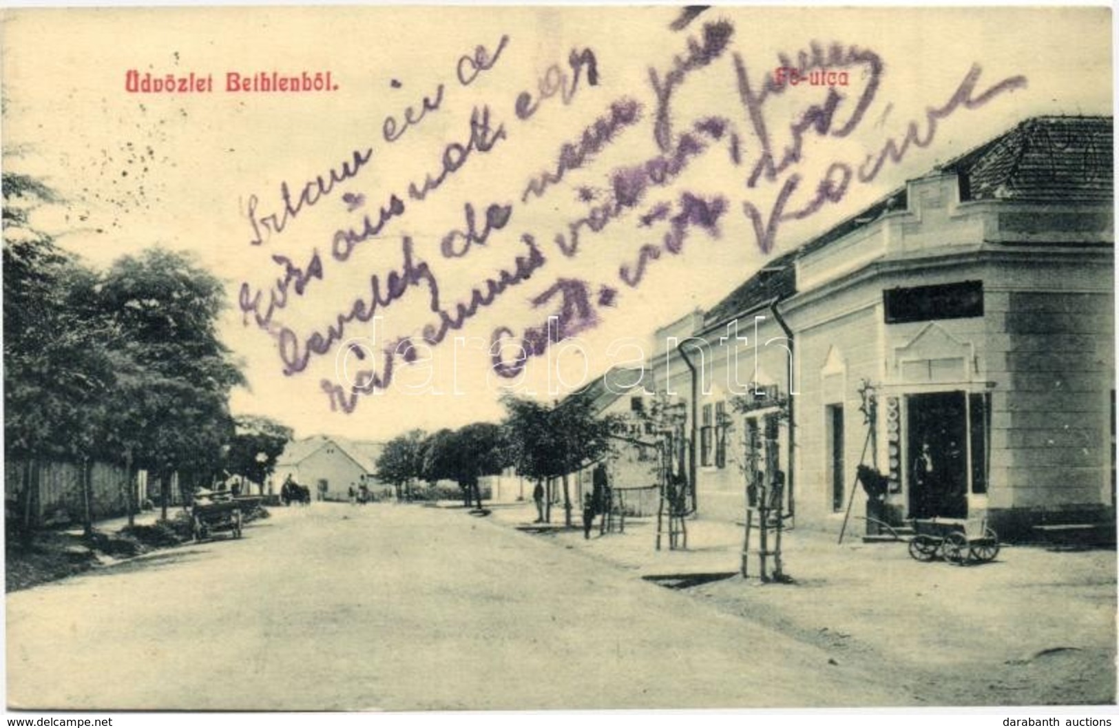 T2 1911 Bethlen, Beclean; Utcakép üzlettel. W.L. 1896. / Street View With Shop - Unclassified